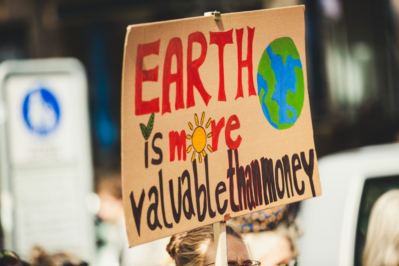 Earth is more valuable than money signage