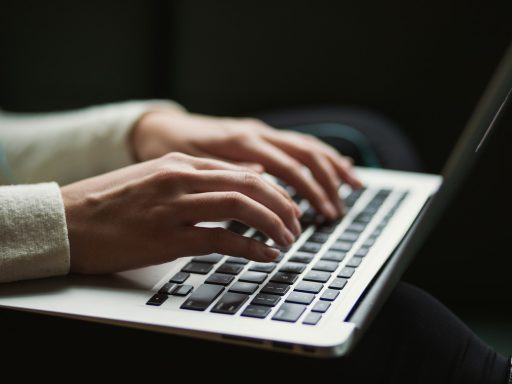 person using laptop